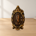 Religious gift with rich details of the wooden statue of Our Lady of Guadalupe