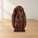 Natural Beechwood Nativity Scene Wooden Carved Plaque Tabletop Arrangement
