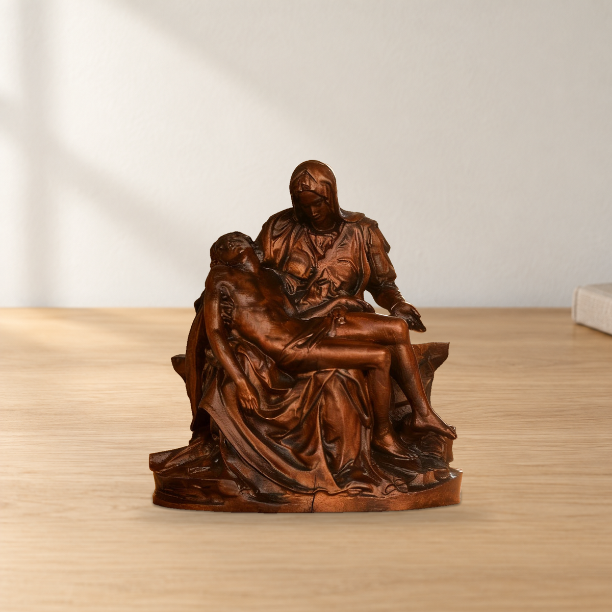 Michelangelo's Madonna and Child of Mercy Wooden Tabletop Arrangement