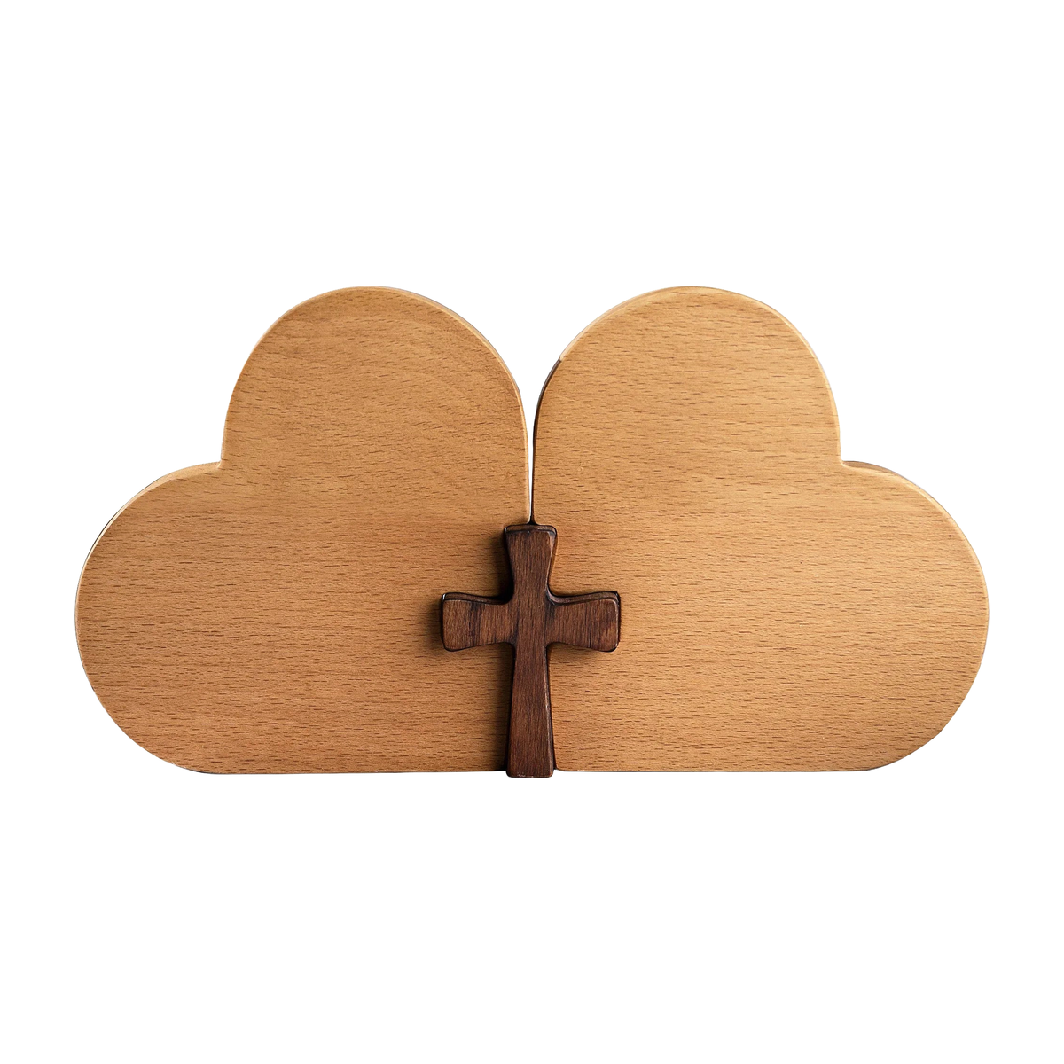Double Heart Cross Wooden Ornament - Fill the Home with Love