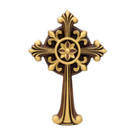 Hand-Carved Beechwood Ornate Cross – Gold Accented Christian Wall Cross
