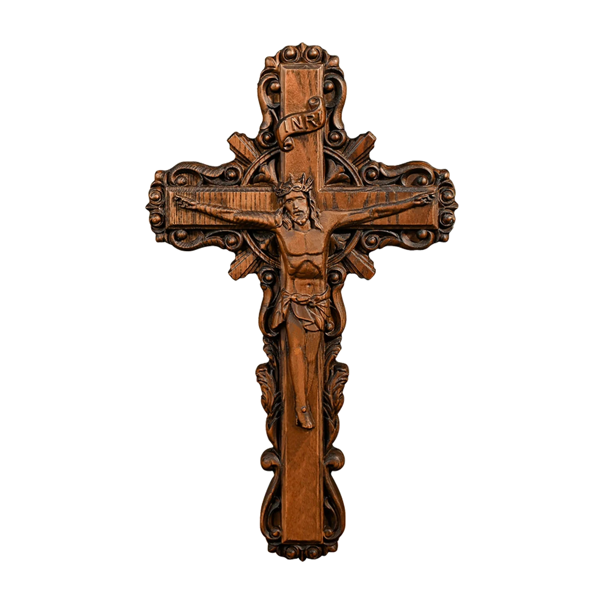 Hand-Carved White Ash Wood Cross - Sacred Christian Home Altar Decor for Christmas & Spiritual Gifting