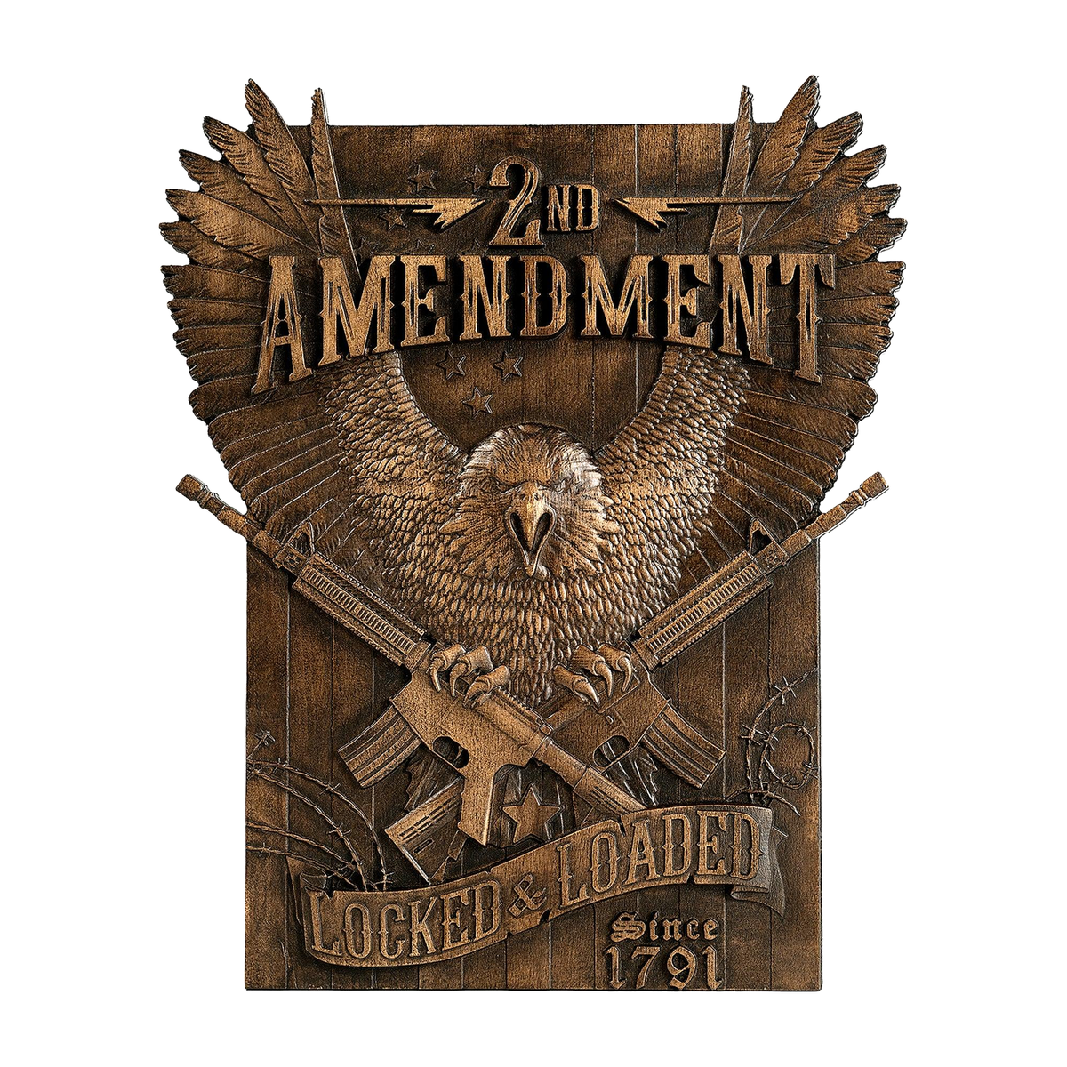 Handcrafted Solid Wood Wall Art - Commemorating the Second Amendment