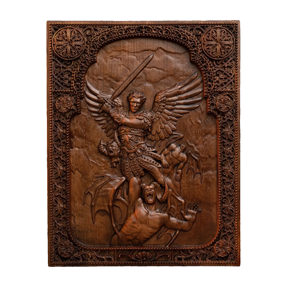 Archangel Michael Solid Wood Carving