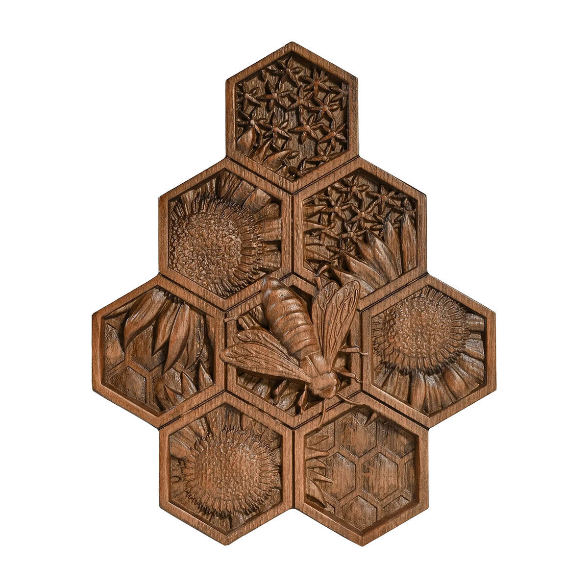 “Bee & Honeycomb” Hand-Carved Wood Wall Art – A Christian Symbol of Diligence & Divine Provision
