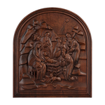 Natural Beech Nativity Scene Wood Carving Plaque: The Heart of Christmas in Handcrafted Wood