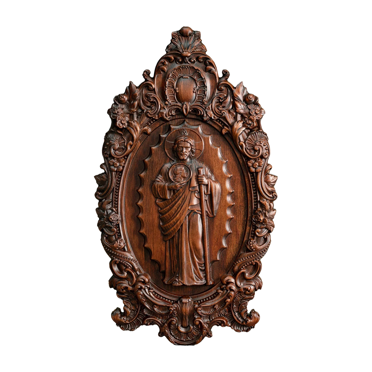 St. Jude Wooden Religious Icon Wall Artwork - Patron Saint of Despair in Troubled Times