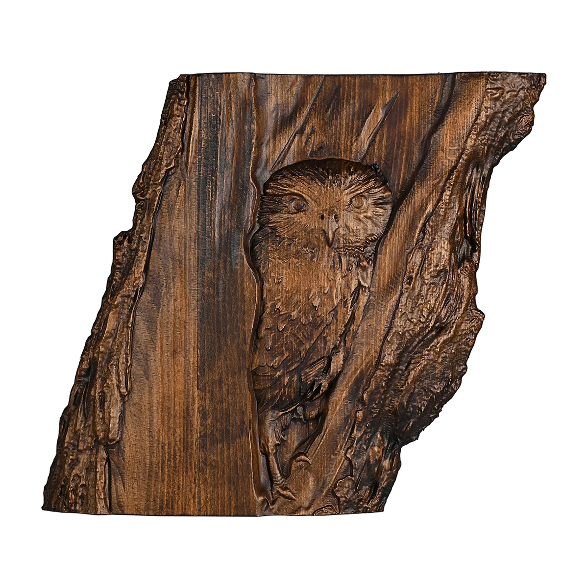 Hand-Carved Owl Tree Wood Art: A Christian Symbol of Wisdom & Divine Awareness