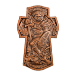 Archangel Michael Hand-Carved Ashwood Cross Plaque