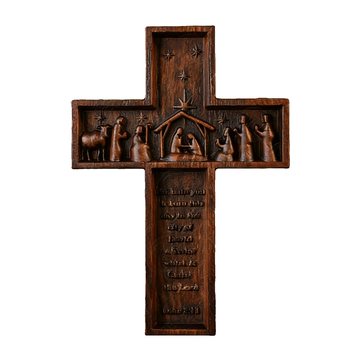 Nativity Scene Crucifix Wooden Wall Decoration