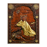 Jesus in Gethsemane Hand-Carved Wood Wall Art: The Weight of His Humble Sorrow