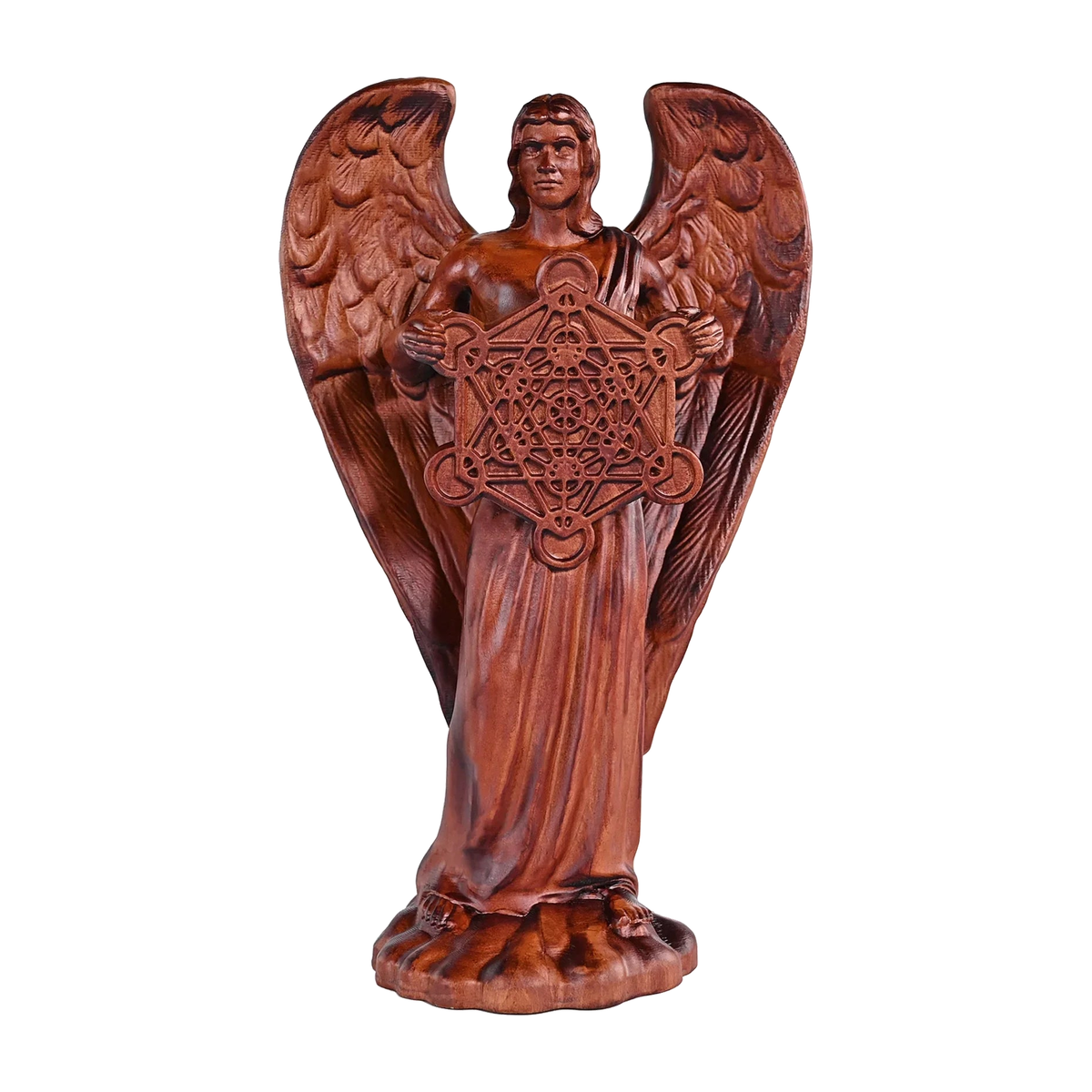 Metatron Angel Cube Beechwood Guardian Ornament: Soulful Resonance of Faith and Art