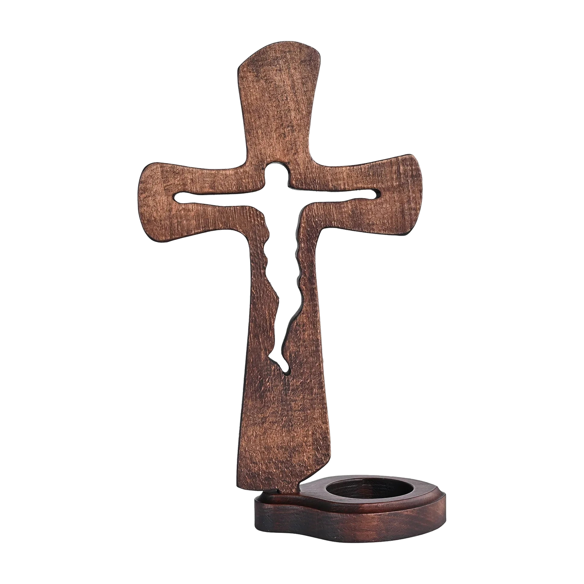 Beechwood Cross Candle Holder: Bearing Faith in Wood, Kindling Devotion with Light