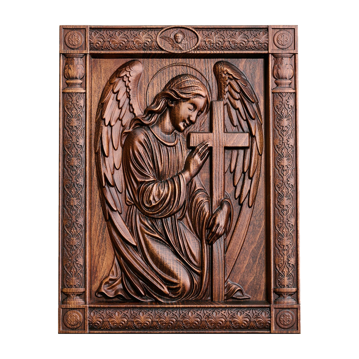 Hand-Carved Beech Wood Angel of Prayer: A Whisper of Heavenly Peace