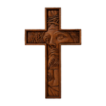 "Jesus with the Crown of Thorns" Beechwood Cross Wall Hanging
