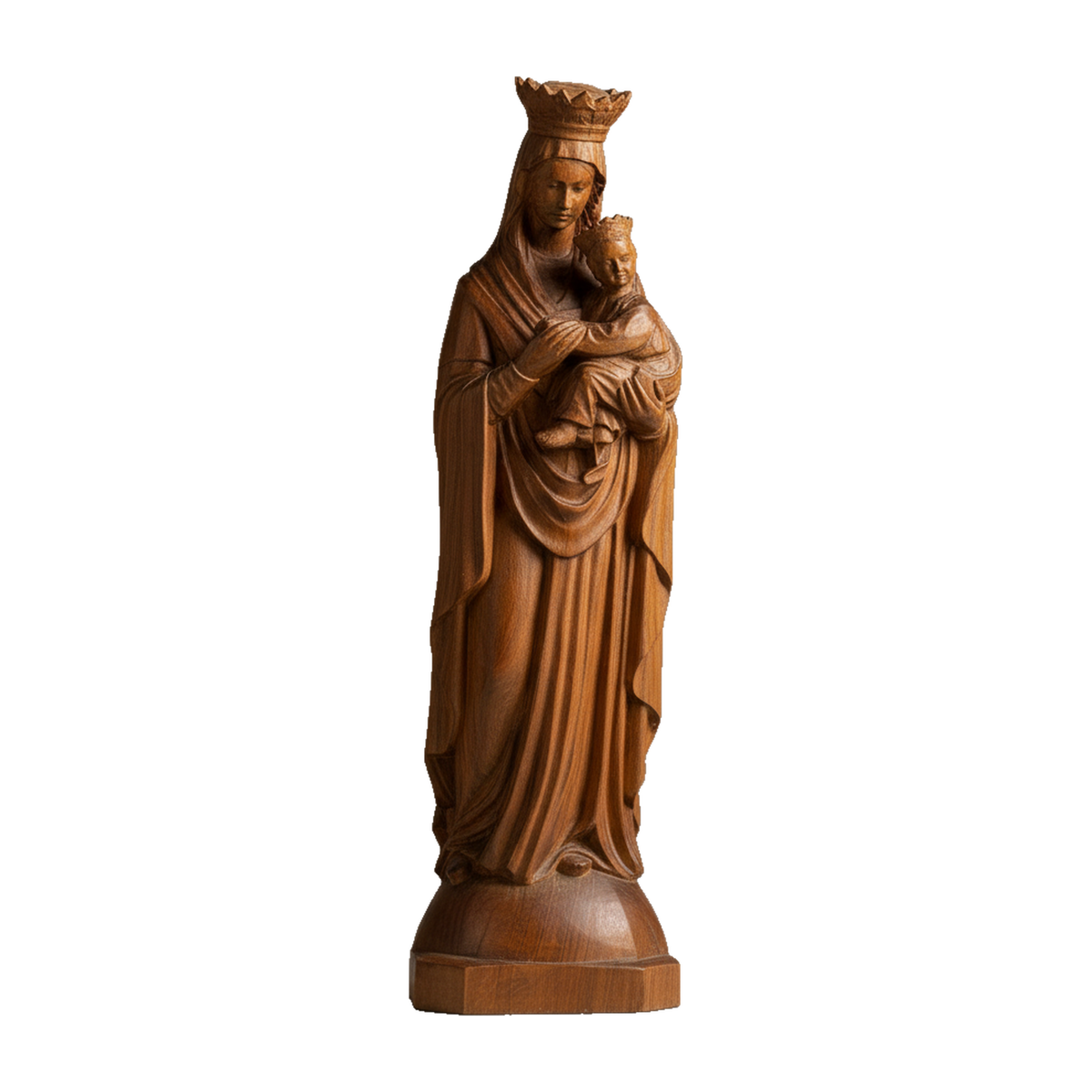 Boxwood Madonna and Child Wood Carving Desktop Ornament