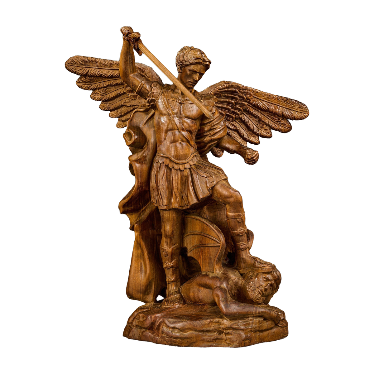 Boxwood Archangel Michael Carving: A Christmas Gift of Divine Protection