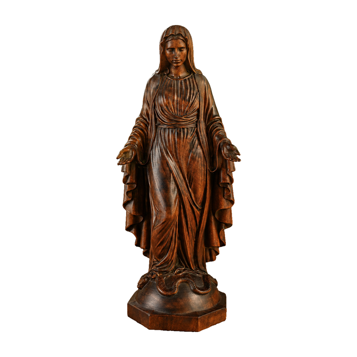 Hand-carved boxwood icon of the Immaculate Heart of Mary