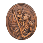 St.Christopher Christian Wood Carving Plaque/The patron saint of travelers