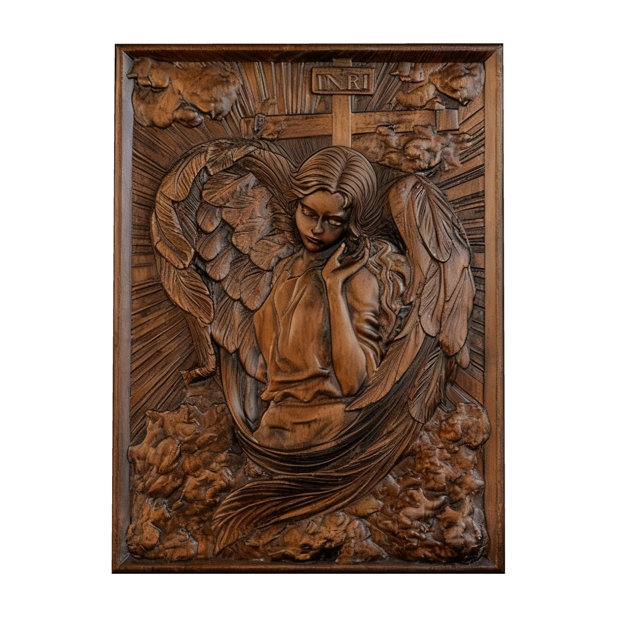 🌟 Archangel Chamuel Wood Carving – Angel of Peaceful Relationships 🌟