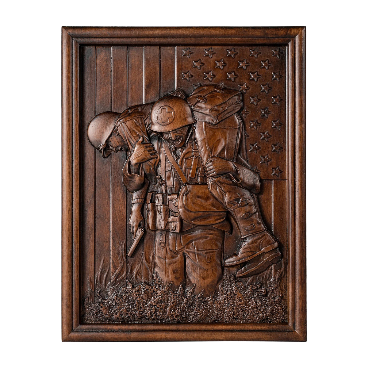 mokarve Usa Soldiers Brotherhood wood carving - Wall Hanging Art Work