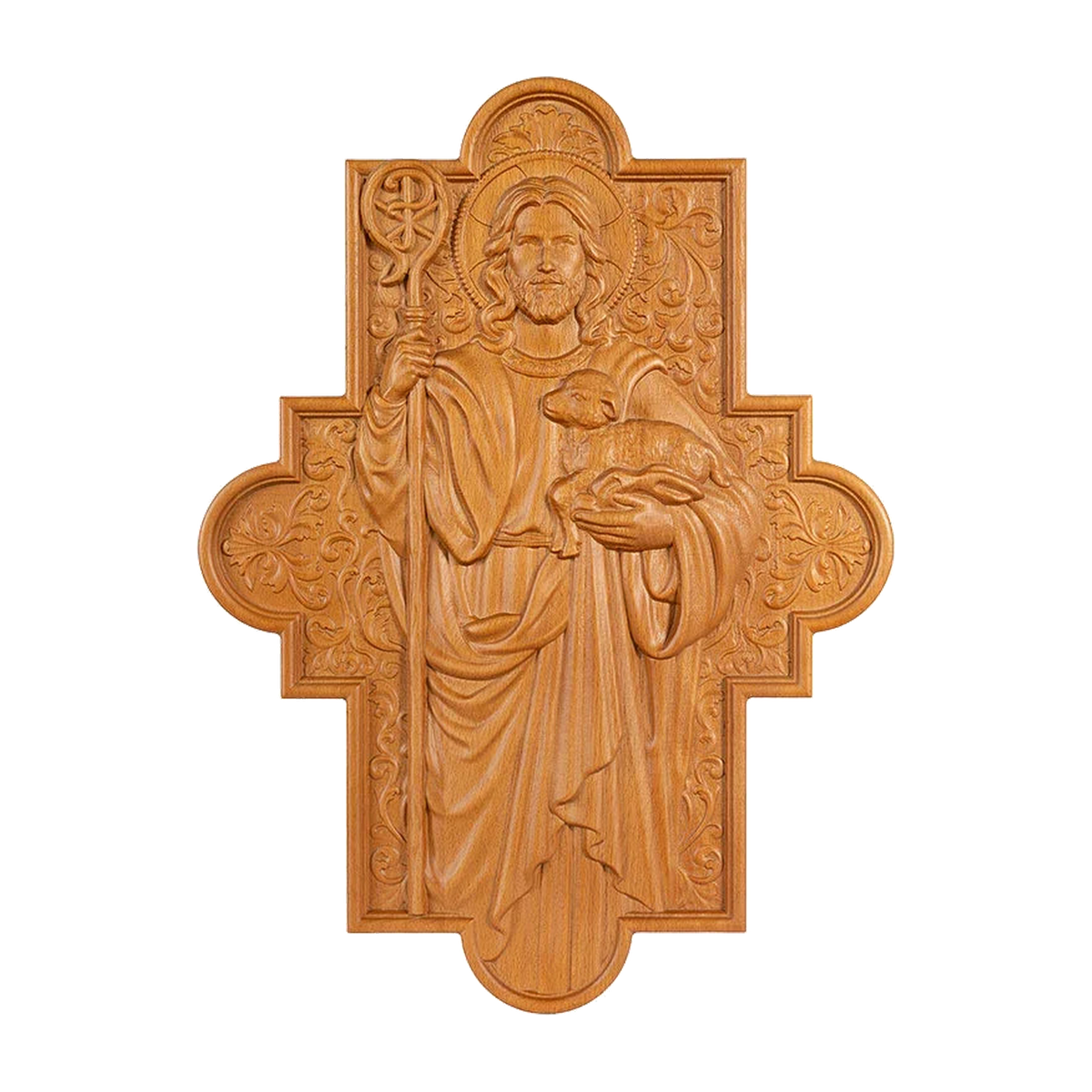 God's Shepherd religious gift Wooden carved chrirstian wall art