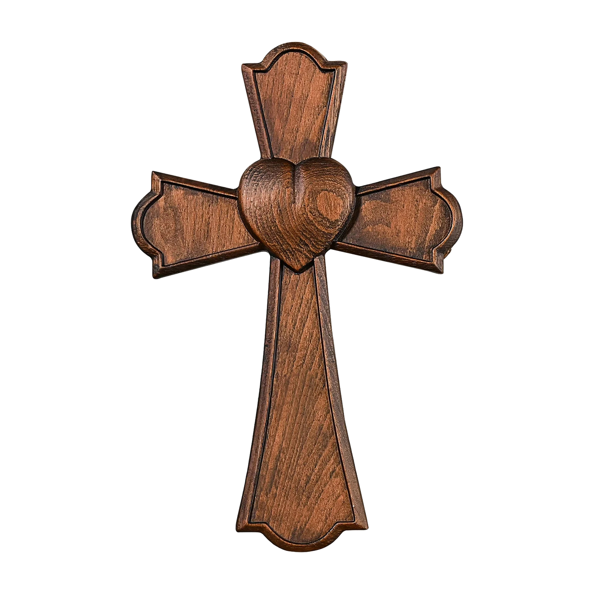 Eternal Heart Hand-Carved Wood Cross: Faith Woven with Love